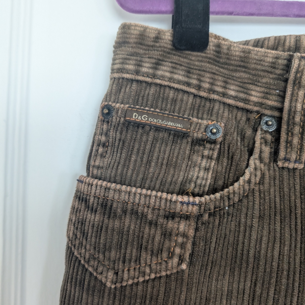 D&G Dolce & Gabbana Corduroy Pants - Brown 34 Waist - Picture 3 of 9